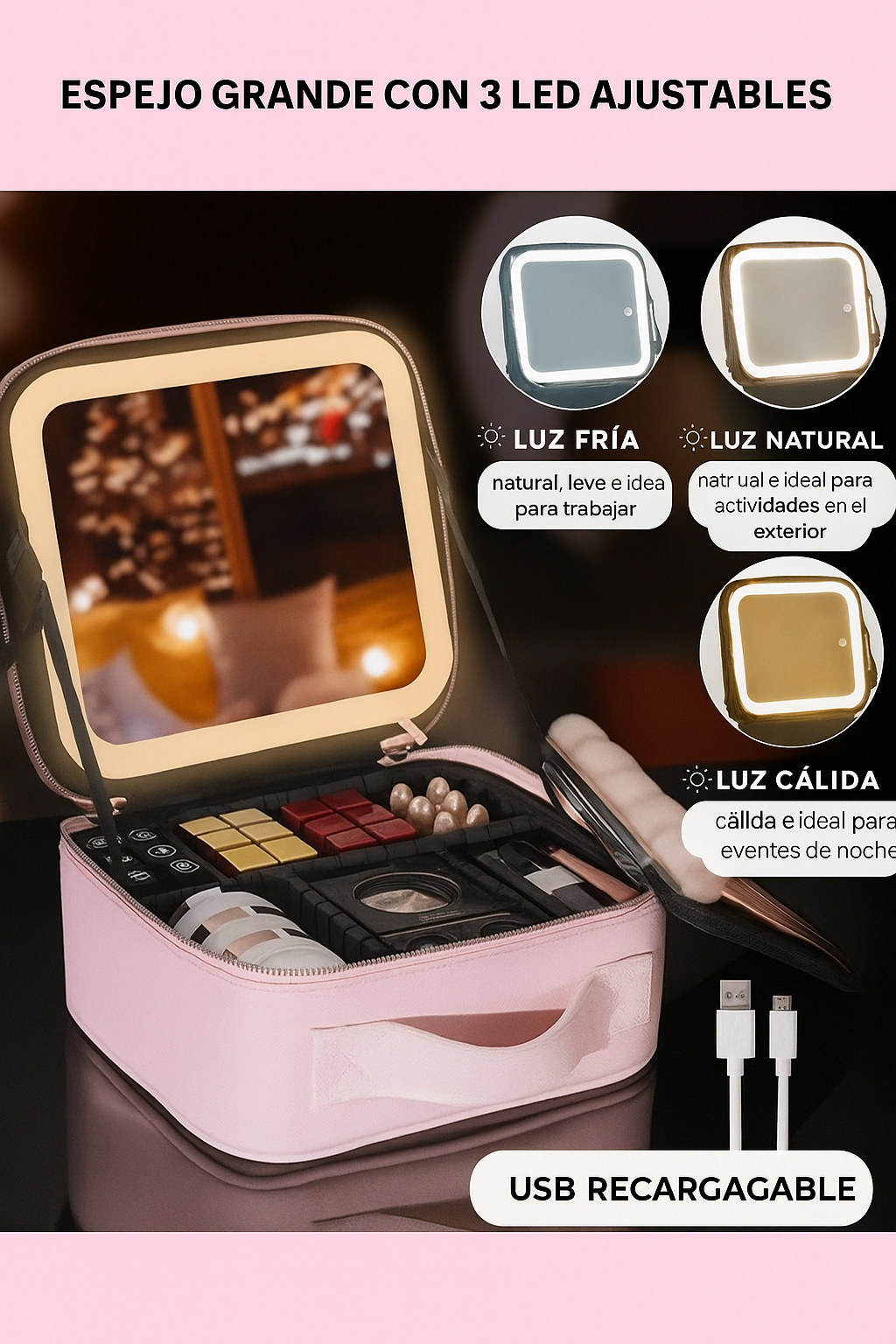 Maletín Organizador Cosméticos c/Espejo